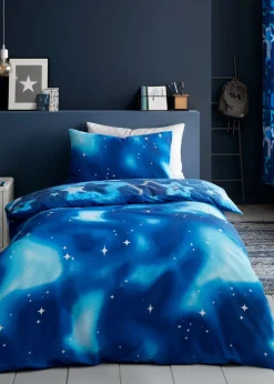 Catherine Lansfield Ombre Stars Bright Blue Reversible Duvet Cover Set