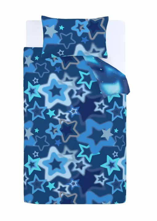 Catherine Lansfield Ombre Stars Bright Blue Reversible Duvet Cover Set