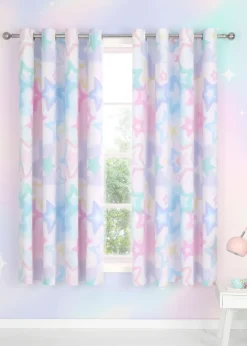 Catherine Lansfield Ombre Stars Fully Reversible Bright Blue Eyelet Curtains