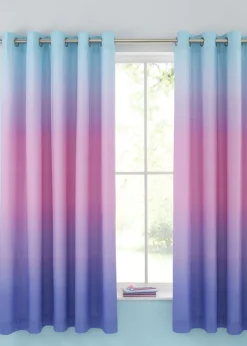 Catherine Lansfield Ombre Rainbow Clouds Lined Eyelet Curtains