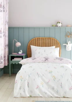 Catherine Lansfield Pink Bunny Tails Ditsy Flowers Reversible Duvet Cover Set