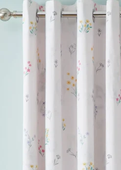Catherine Lansfield Pink Bunny Tails Ditsy Flowers Fully Reversible Eyelet Curtains
