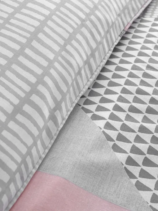Catherine Lansfield Pink Larsson Geo Reversible Duvet Cover Set with Pillowcases