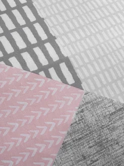Catherine Lansfield Pink Larsson Geo Reversible Duvet Cover Set with Pillowcases