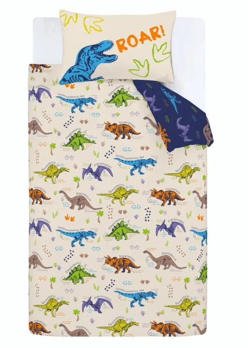 Catherine Lansfield Prehistoric Dinosaurs Reversible Duvet Cover Set