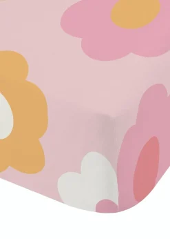 Catherine Lansfield Retro Daisy Pink Yellow Fitted Sheet