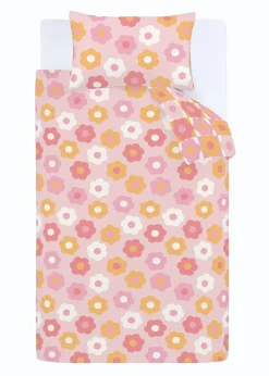 Catherine Lansfield Retro Daisy Reversible Pink Yellow Duvet Cover Set