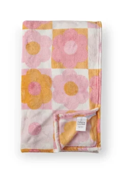 Catherine Lansfield Retro Daisy Cosy Fleece Pink Yellow Blanket Throw