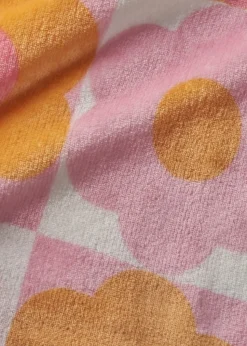 Catherine Lansfield Retro Daisy Cosy Fleece Pink Yellow Blanket Throw