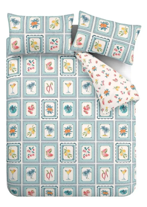 Catherine Lansfield Riviera Tiles Reversible Duvet Cover Set
