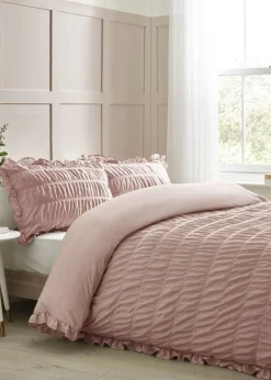 Catherine Lansfield Seersucker Frill Duvet Cover Set