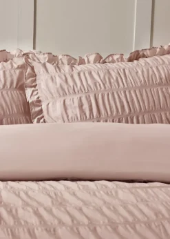 Catherine Lansfield Seersucker Frill Duvet Cover Set