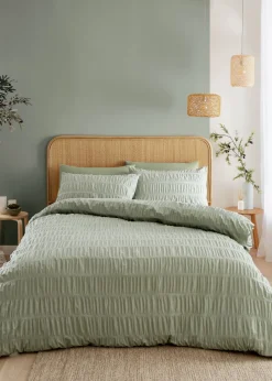 Catherine Lansfield Seersucker Duvet Cover Set
