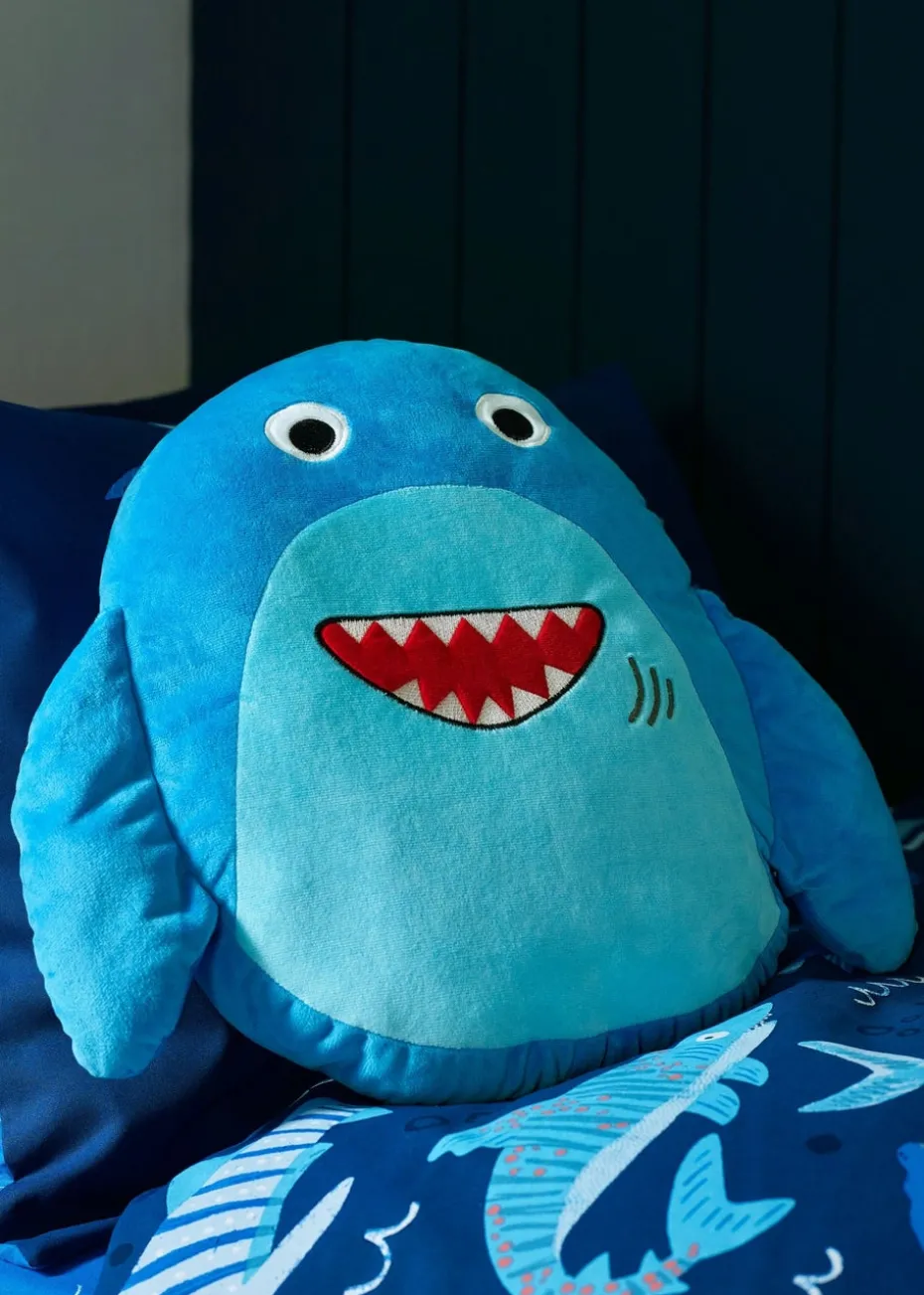 Catherine Lansfield Sheldon the Shark 3D Blue Shaped Cushion (46x42cm)