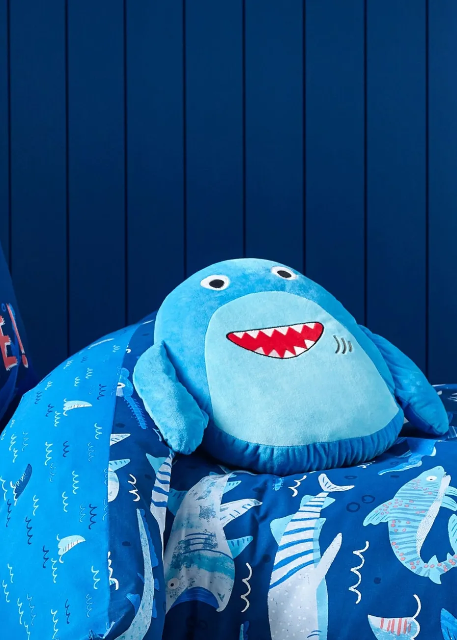 Catherine Lansfield Sheldon the Shark 3D Blue Shaped Cushion (46x42cm)