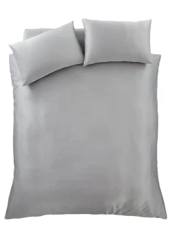 Catherine Lansfield Silky Soft Satin Duvet Cover Set Silver