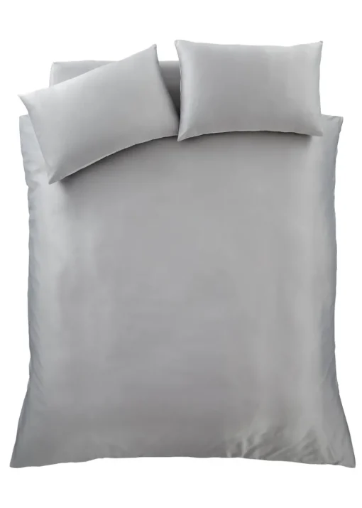 Catherine Lansfield Silky Soft Satin Duvet Cover Set Silver