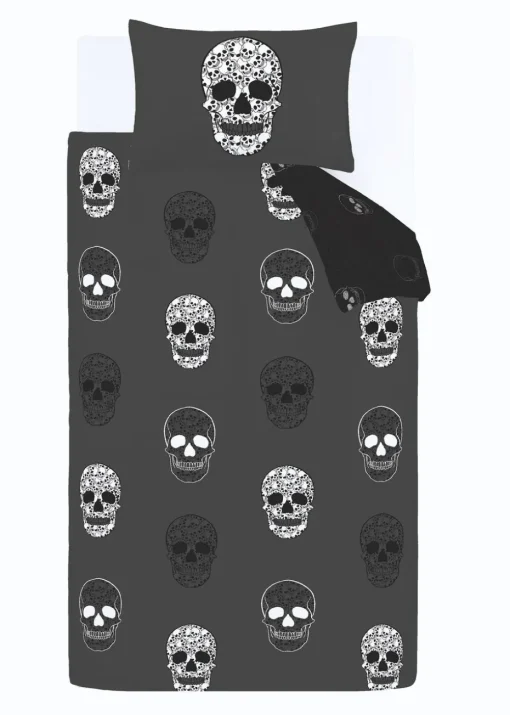 Catherine Lansfield Skulls Reversible Duvet Cover Set