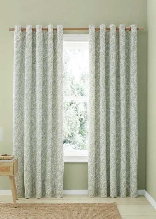 Catherine Lansfield Sorrel Leaf Fully Reversible Eyelet Curtains