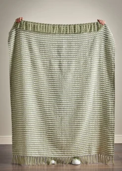 Catherine Lansfield Stab Stitch Green Throw (125x150cm)