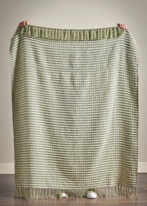 Catherine Lansfield Stab Stitch Green Throw (125x150cm)