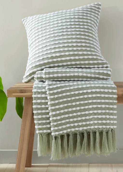 Catherine Lansfield Stab Stitch Green Throw (125x150cm)