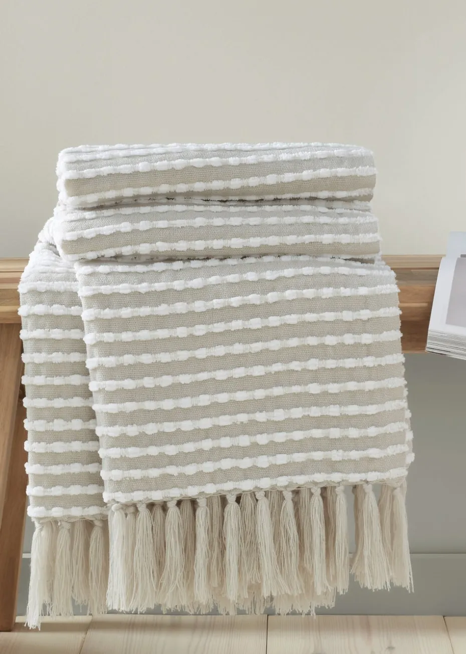 Catherine Lansfield Stab Stitch Natural Throw (125x150cm)