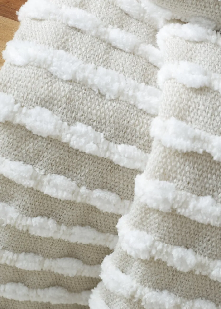 Catherine Lansfield Stab Stitch Natural Throw (125x150cm)