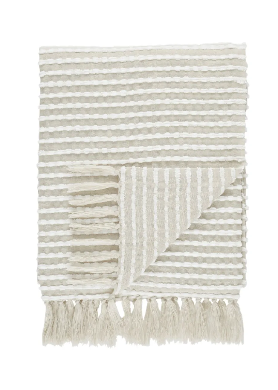 Catherine Lansfield Stab Stitch Natural Throw (125x150cm)
