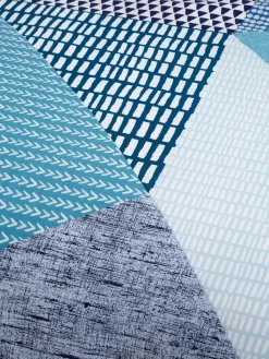 Catherine Lansfield Teal Green Larsson Geo Reversible Duvet Cover Set with Pillowcase