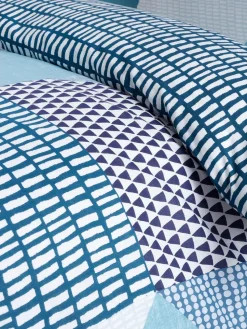 Catherine Lansfield Teal Green Larsson Geo Reversible Duvet Cover Set with Pillowcase