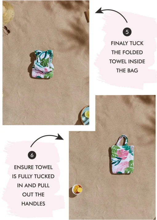 Catherine Lansfield Tropical Palm Cotton Beach Towel in a Bag