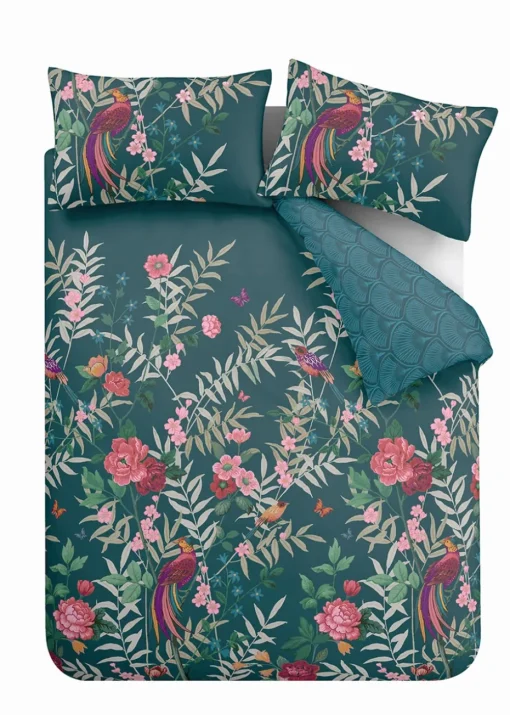 Catherine Lansfield Tropical Floral Birds Duvet Cover