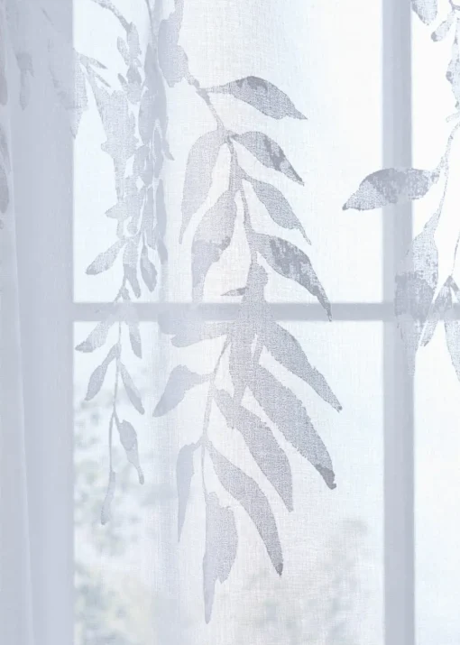 Catherine Lansfield Wisteria Floral Slot Top Voile Curtain Panel