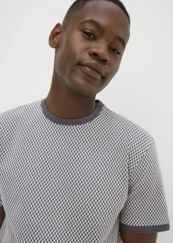 Charcoal Smart Jacquard Checker T-Shirt