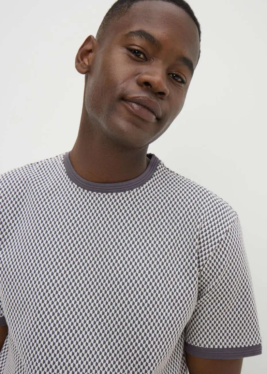 Charcoal Smart Jacquard Checker T-Shirt