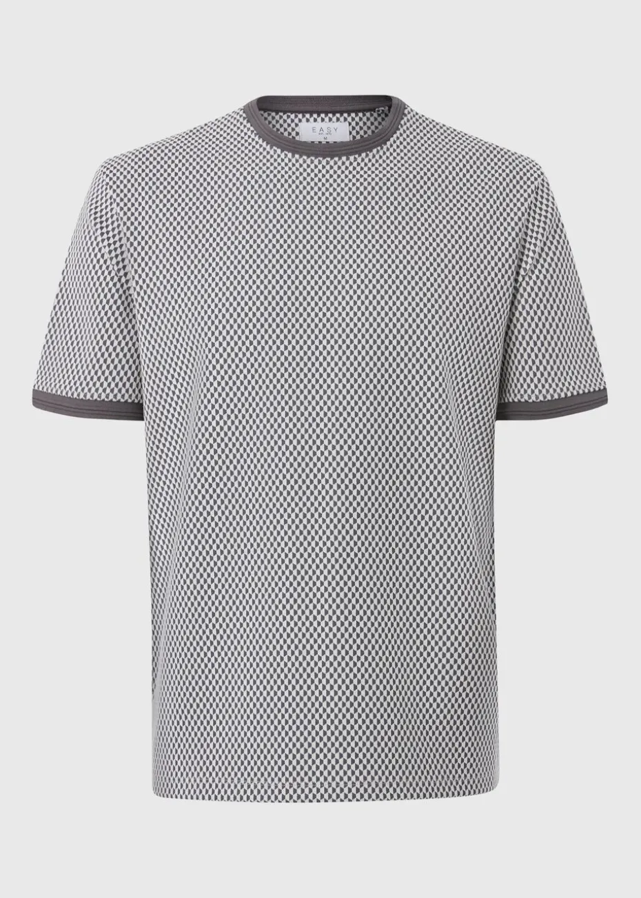 Charcoal Smart Jacquard Checker T-Shirt