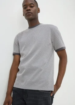 Charcoal Smart Jacquard Checker T-Shirt