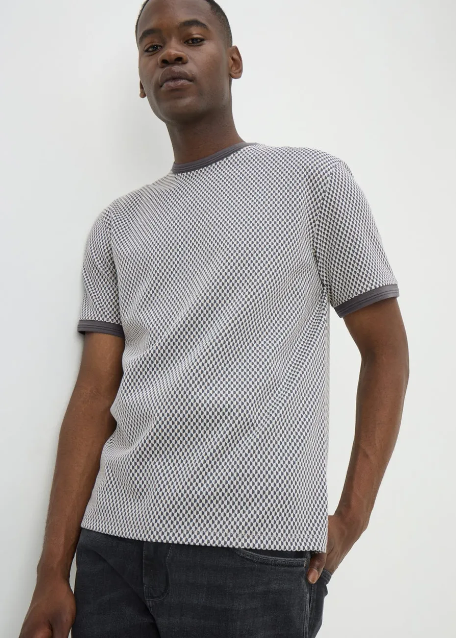Charcoal Smart Jacquard Checker T-Shirt