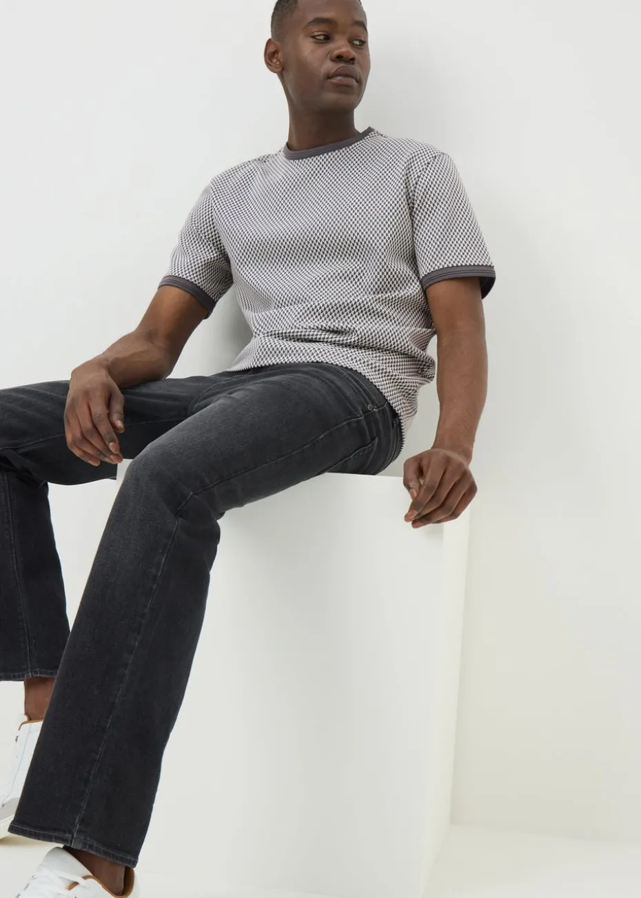 Charcoal Smart Jacquard Checker T-Shirt