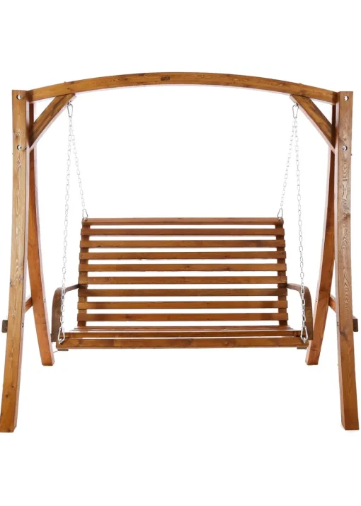 Charles Bentley 2-3 Seater Larch Wooden Garden Outdoor Swing Seat Bench Hammock