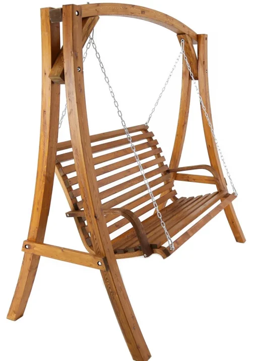 Charles Bentley 2-3 Seater Larch Wooden Garden Outdoor Swing Seat Bench Hammock