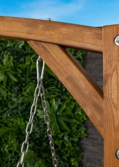Charles Bentley 2-3 Seater Larch Wooden Garden Outdoor Swing Seat Bench Hammock