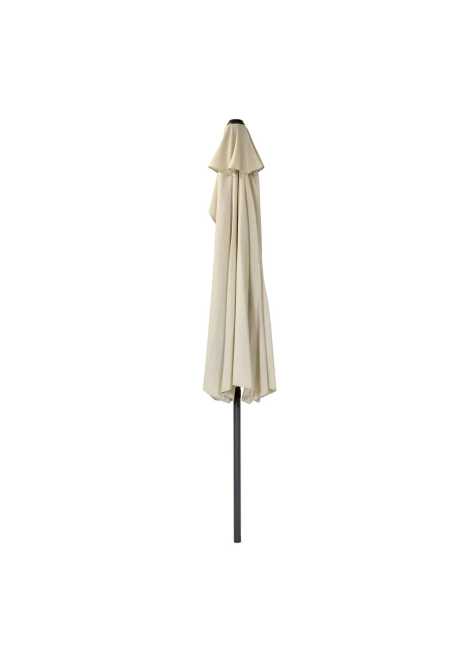 Charles Bentley Beige Metal Garden Balcony Half Umbrella With Crank Turn (H235cm x L135cm x W270cm)