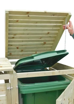 Charles Bentley Double Wooden Wheelie Bin Storage Unit Dustbin Pressure Treated