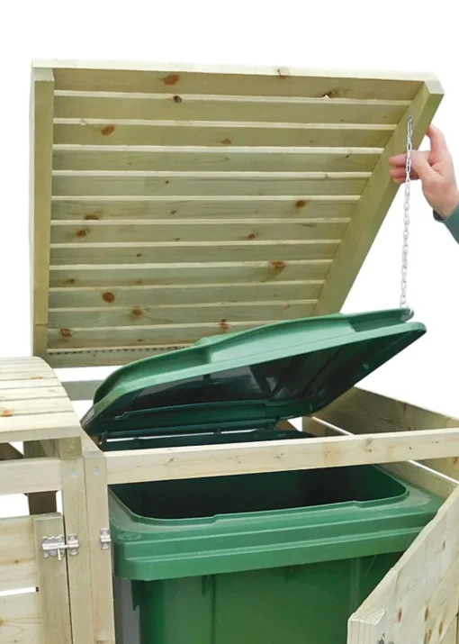 Charles Bentley Double Wooden Wheelie Bin Storage Unit Dustbin Pressure Treated