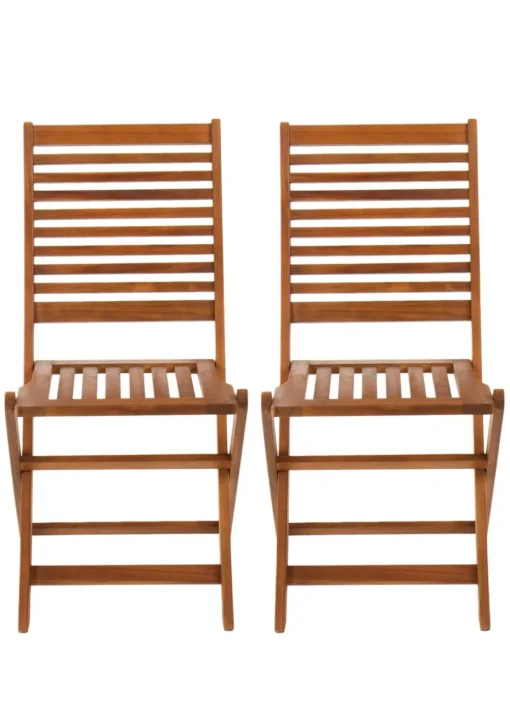 Charles Bentley FSC Acacia Wood Pair of Outdoor Foldable Chairs (H87.5cm x W46cm x D54cm)