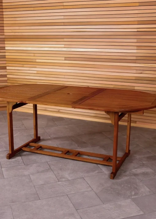 Charles Bentley FSC Acacia Hardwood Oval Extendable Table (H74cm x W150-200cm x D100cm)