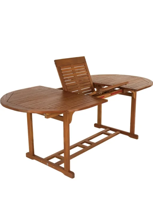 Charles Bentley FSC Acacia Hardwood Oval Extendable Table (H74cm x W150-200cm x D100cm)