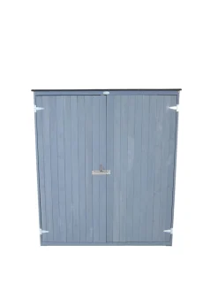 Charles Bentley FSC Garden Chest Storage Shed Grey Wooden (H155cm x L55cm x W138cm)